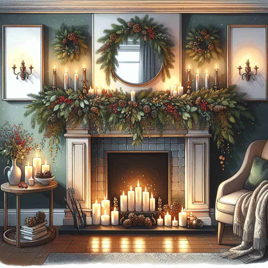 Cozy up your fireplace mantel for winter.