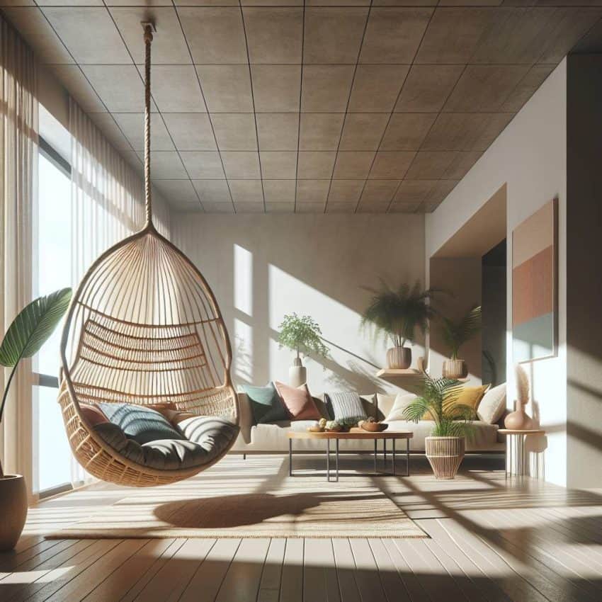 featured hanging indoor swing chairs
