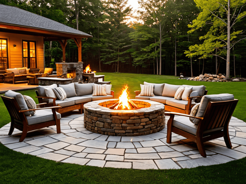 Building simple outdoor fire pit backyard