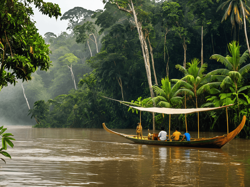 Amazon River Boat Travel Scene